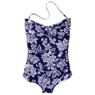 Clean Water Womens 1 Piece Floral Swimsuit  Blue XS