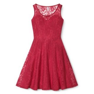 Xhilaration Juniors Lace Fit & Flare Dress   Coral XS(1)