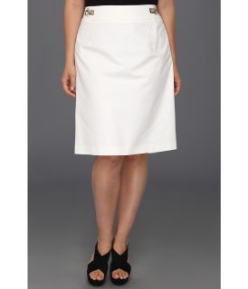 Calvin Klein Plus Size Pencil Skirt w/ Hardware Womens Skirt (White)