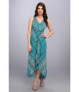 Calvin Klein Chiffon Print Maxi Womens Dress (Green)
