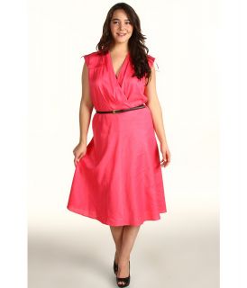 Jones New York Plus S/L Belted Flap Pocket Dress Womens Dress (Multi)