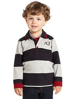 Armani Junior Toddlers & Little Boys Striped Polo Shirt   Navy Grey Stripe