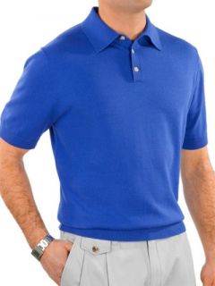 Paul Fredrick Mens Pima Cotton Solid Polo Collar Short Sleeve Pullover Sweater