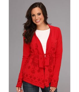 Lucky Brand Hannah Embroidered Wrap Womens Sweater (Red)