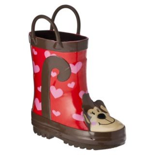 Toddler Girl Monkey Rain Boot   Red 4 5