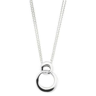 She Sterling Silver Two Linked Circles Pendant Necklace Silver