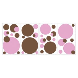 Roommates Pink/Brown Dots Wall Decals