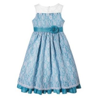 Rosenau Girls Lace Overlay Dressy Dress   6X Aqua