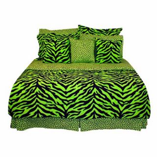 Zebra Print Bed in a Bag   Lime Green/Black Full