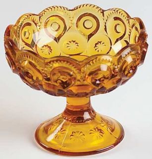 Smith Glass  Moon & Star Amber Candleholder/Compote   Amber