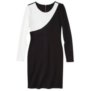 Mossimo Womens Asymmetrical Colorblock Scuba Dress   Black/White XS