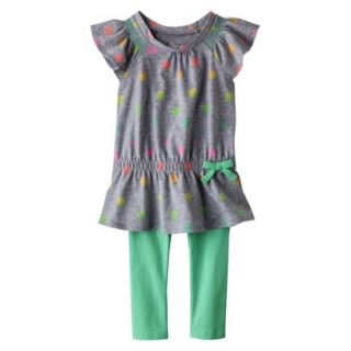 Circo Infant Toddler Girls Polka Dot Tunic and Legging Set   Heather Grey 3T