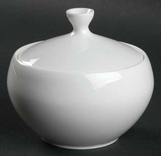 Royal Worcester Snow Plain White Sugar Bowl & Lid, Fine China Dinnerware   Bone,
