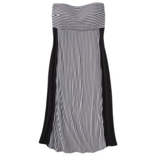 Pure Energy Womens Plus Size Strapless Maxi Dress   Black/White 3X
