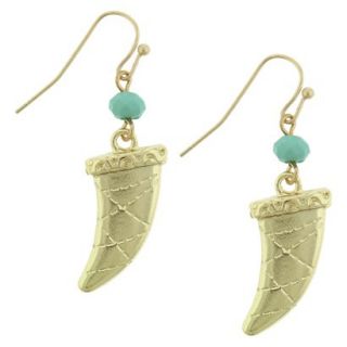 Womens Rondelle and Tooth Shaped Drop Earrings   Gold/Seafoam