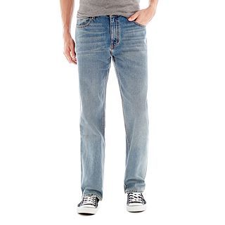 ARIZONA Original Straight Medium Crinkle Wash Jeans, Medium Stone, Mens