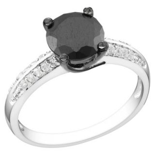 Black &White Cubic Zirconia Silver Bridal Ring 8.0