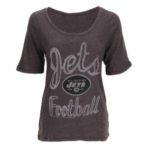 New York Jets NFL Womens Black Wash Junior T Shirt