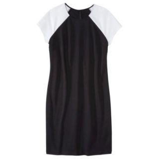 Mossimo Womens Plus Size Short Sleeve Ponte Dress   Black/White 2