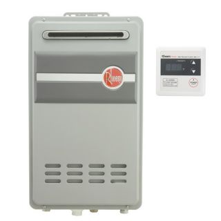 Rheem RTG95XN Tankless Water Heater, Natural Gas 199,900 BTU Max Direct Vent Whole House Outdoor, 9.5 GPM