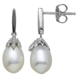 Cultured Freshwater Pearl Drop Earrings in Sterling Silver