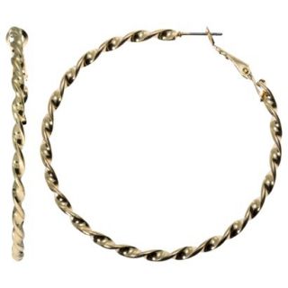 Large Twisted Hoop Earrings   Gold