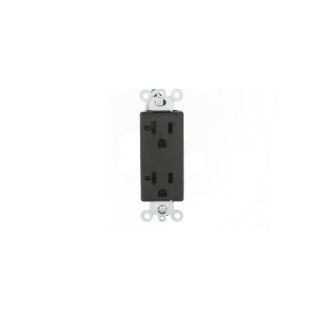 Leviton 16352E Electrical Outlet, Decora Plus Duplex Receptacle 20A, Commercial Grade Black
