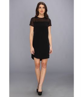 Calvin Klein S/S High Low Dress w/ Illusion Top Womens Dress (Black)