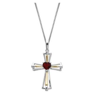 Sterling Silver and 14k Yellow Gold Aquamarine Cross Pendant   18