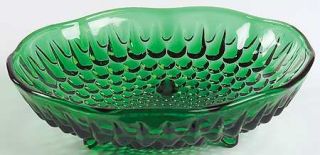 Anchor Hocking Forest Green 6 3 Toed Footed Bowl   Forest Green,Glassware 40S 