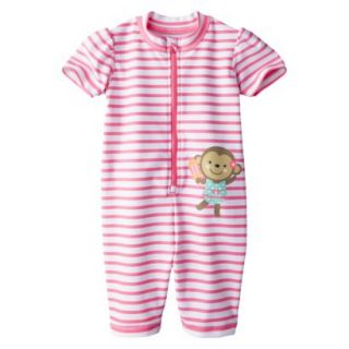 Just One You by Carters Infant Girls Striped Full Body Rashguard   Pink 12 M
