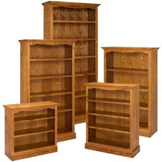 A & E Solid Oak Americana Wood Bookcase Dark Oak   AMER3648 D