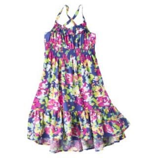 Cherokee Infant Toddler Girls High Low Patterned Maxi Dress   Indigo 18 M