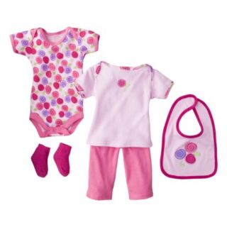 Hudson Baby Newborn Girls 6 Piece Mesh Bag Gift Set   Pink 0 3 M