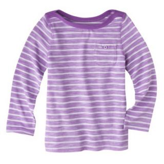 Cherokee Infant Toddler Girls Striped Long Sleeve Tee   Vibrant Orchid 18 M