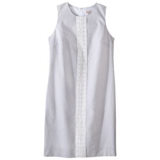 Merona Womens Seersucker Lace Trim Shift Dress   Grey/White   8