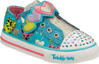 Infant/Toddler Girls Skechers Twinkle Toes Shuffles Slide Step   Blue/Pink Vege