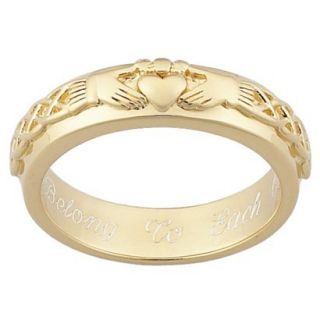 Gold Over Sterling Silver Personalized Engraved Claddagh Wedding Band  5