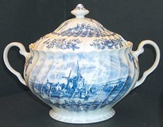 Johnson Brothers Tulip Time Blue (White Background) Tureen &  Lid, Fine China Di