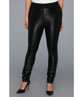 NYDJ Plus Size Plus Size Mixed Media Faux Leather Ponte Legging Womens Casual Pants (Black)