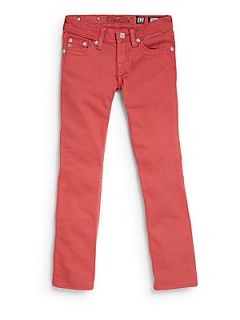 Girls Floral Embroidered Skinny Jeans   Ruby Red