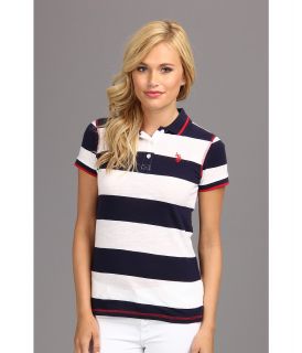 U.S. Polo Assn Slub Short Sleeve Wide Stripe Polo Womens Short Sleeve Knit (Multi)