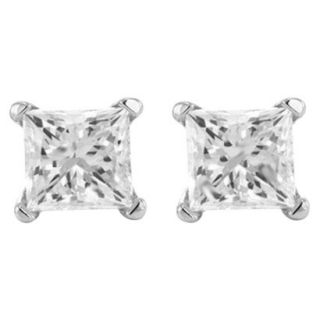 1/2 CT.T.W Princess cut Prong Set Diamond Stud Earrings in 14K White Gold (HI 