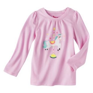 Circo Infant Toddler Girls Long sleeve Carosel Horse Tee   Pink 5T