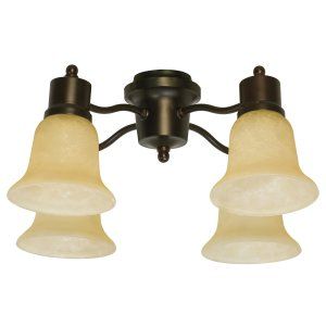 Craftmade CRA LK402CFLOB Universal 4 Light CFL kit with tea stained glass