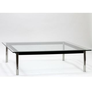 Modway Le Corbusier Square Metal Glass Top Coffee Table Multicolor   EEI 572 BLK