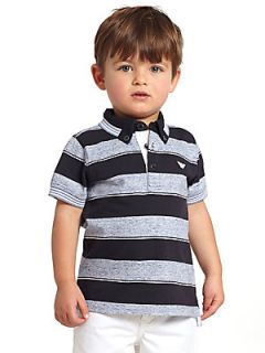 Armani Junior Toddlers & Little Boys Striped Polo Shirt   Grey Black