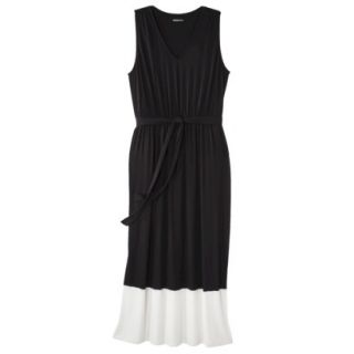 Merona Womens Plus Size Sleeveless Color block Maxi Dress   Black/Cream 2