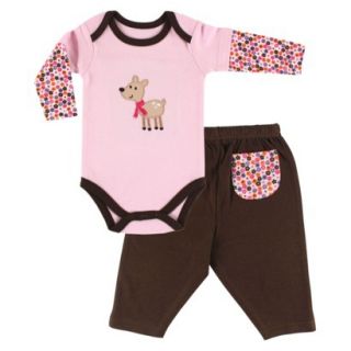 Luvable Friends Newborn Girls Long sleeve Bodysuit and Pant Set   Pink 0 3 M