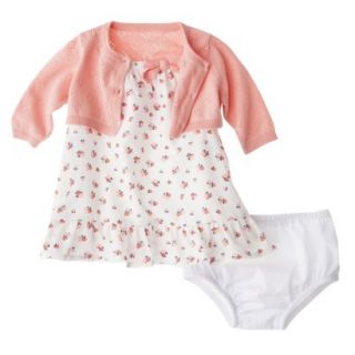 Cherokee Newborn Infant Girls 3Pc Floral Dress Set   White/Pink 3 6 M